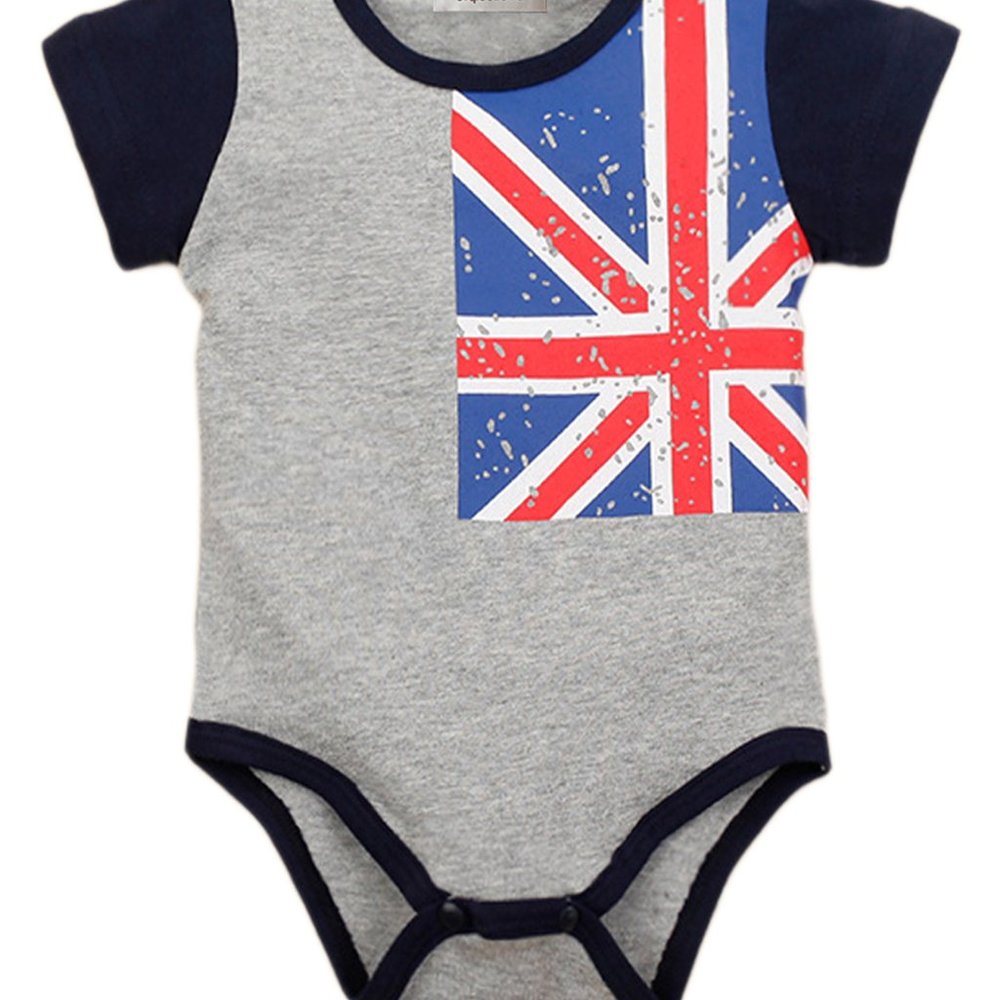 Grey UK Flag Cotton Baby Bodysuit